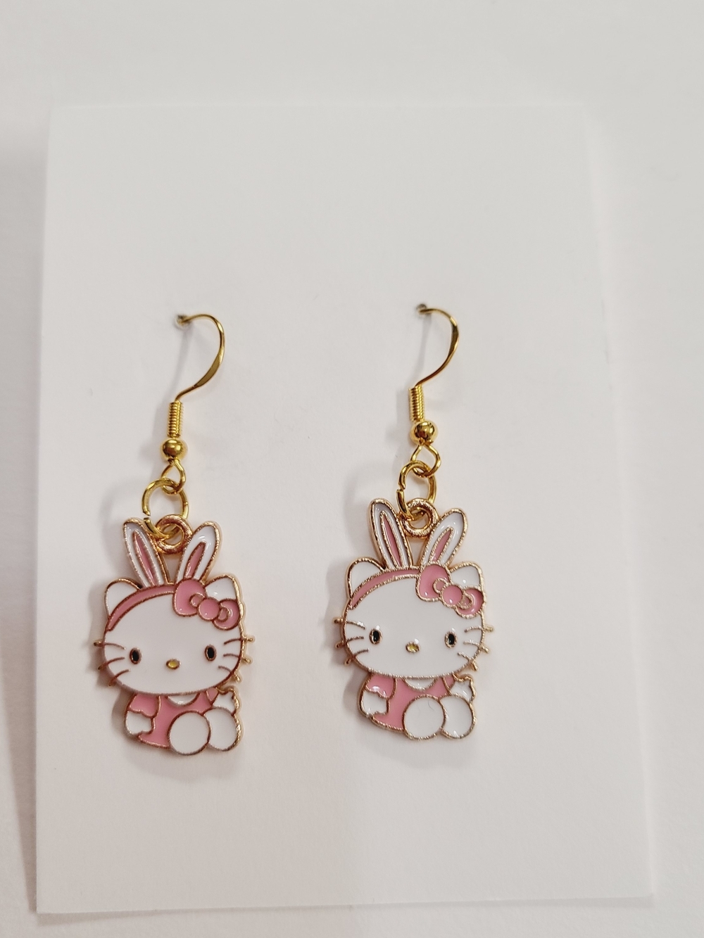Hello Kitty Pink and White Bunny Drop Earrings
